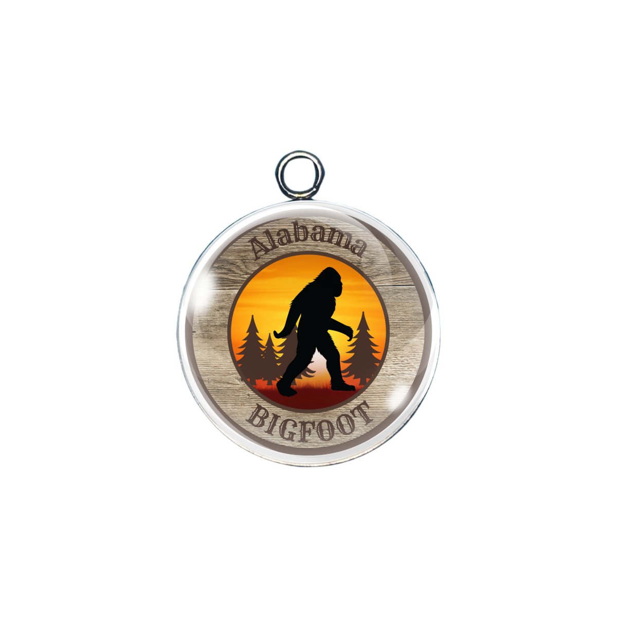 Alabama Bigfoot state glass cabochon charm