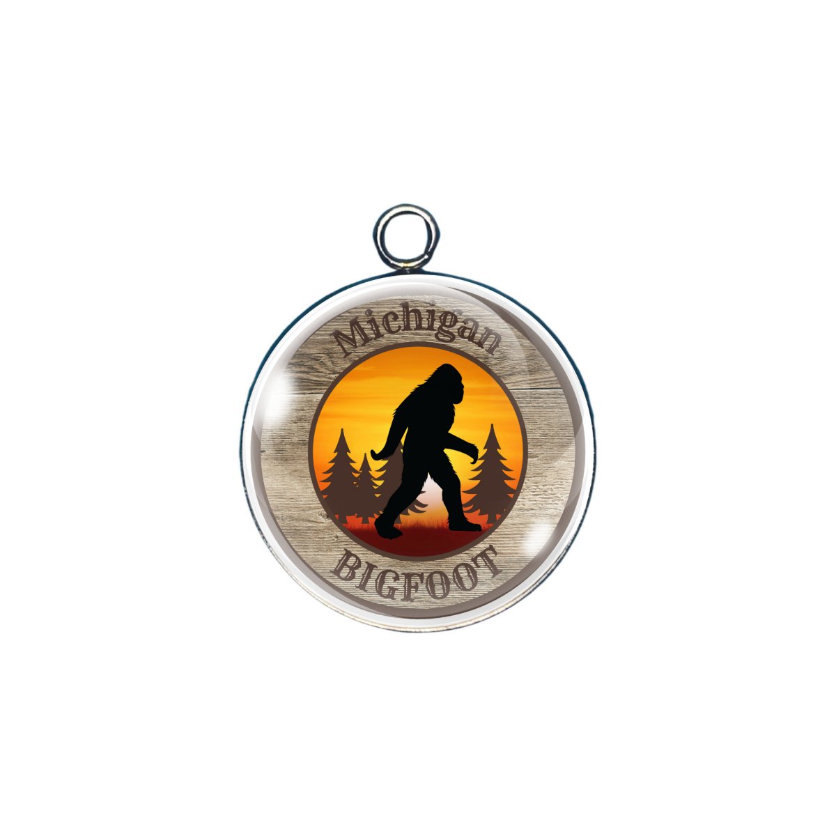 Michigan Bigfoot state glass cabochon charm