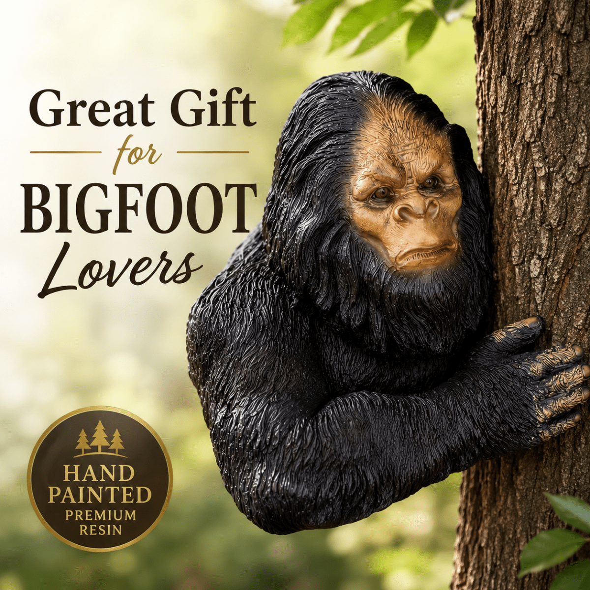 Bigfoot Tree Hugger – Hand Painted Premium Resin Yard Sculpture