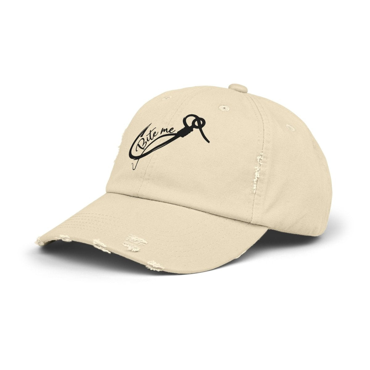 Bite Me Distressed Dad Hat – For Anglers, Sass Queens & Salty Legends