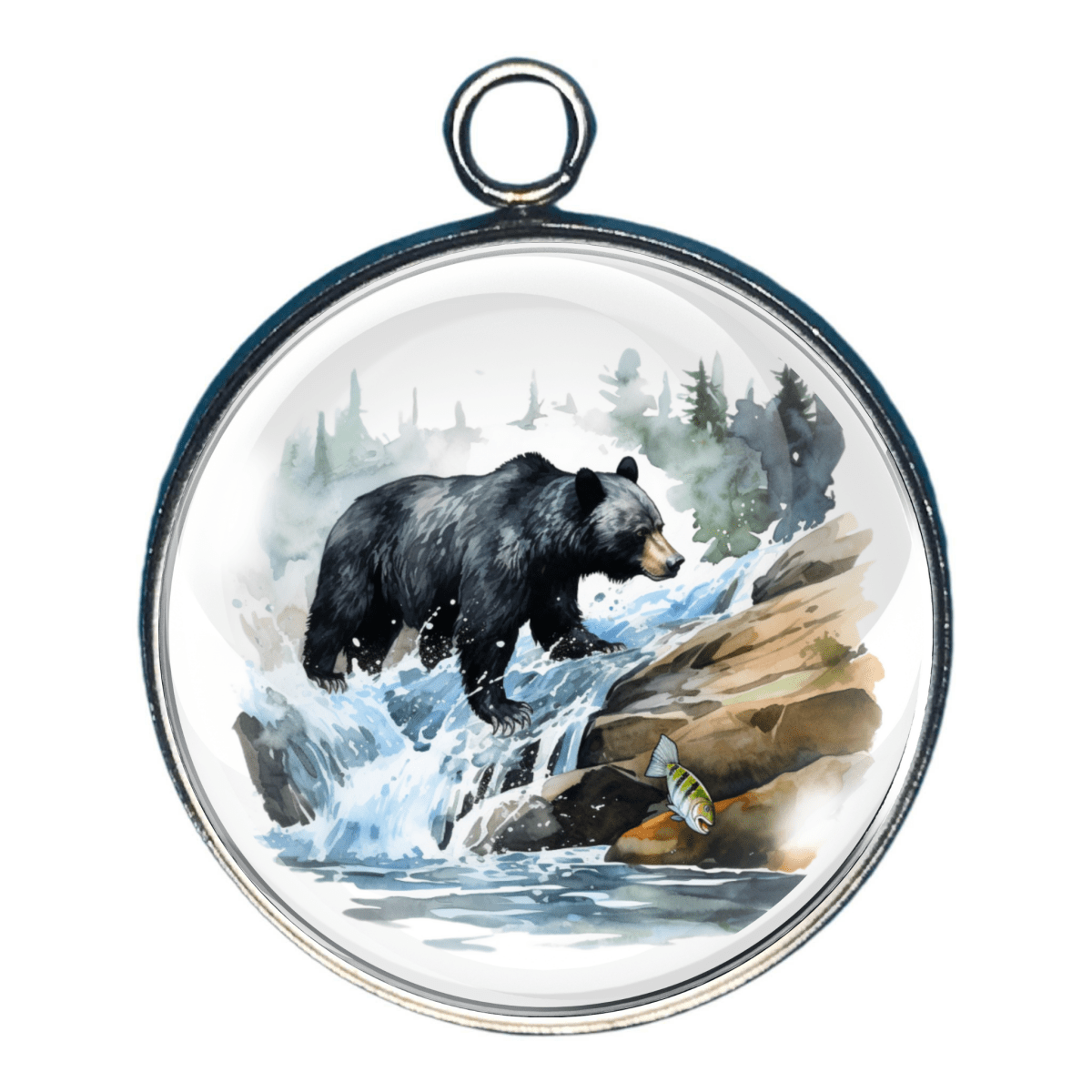 Black Bear Charms, Color, Glass Cabochon Charms