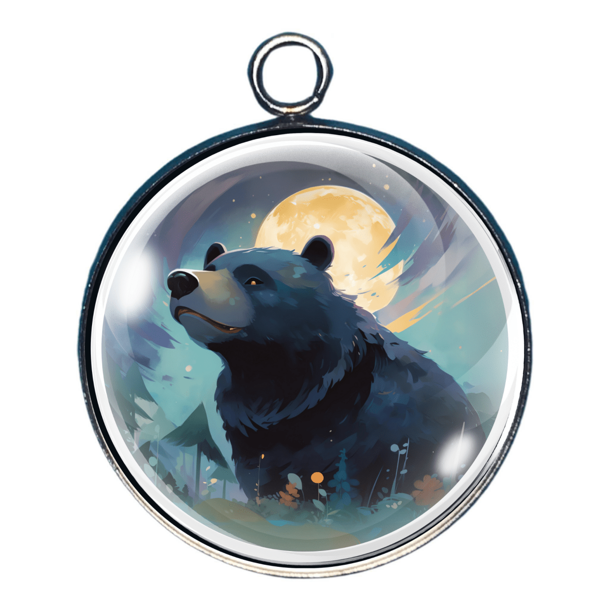 Black Bear Charms, Color, Glass Cabochon Charms