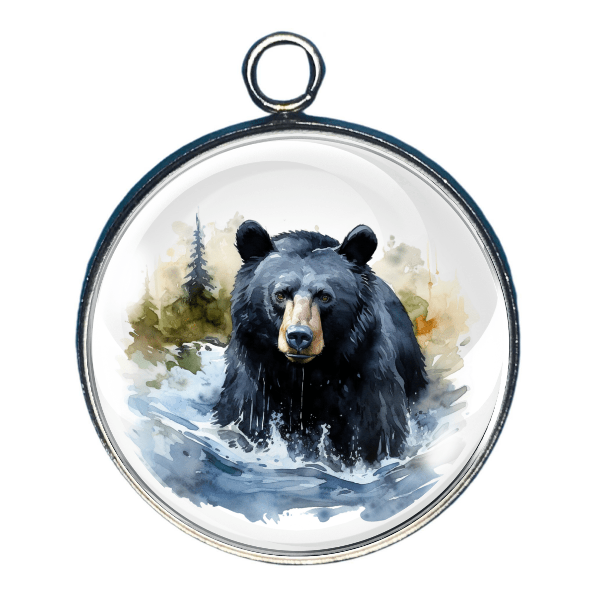 Black Bear Charms, Color, Glass Cabochon Charms