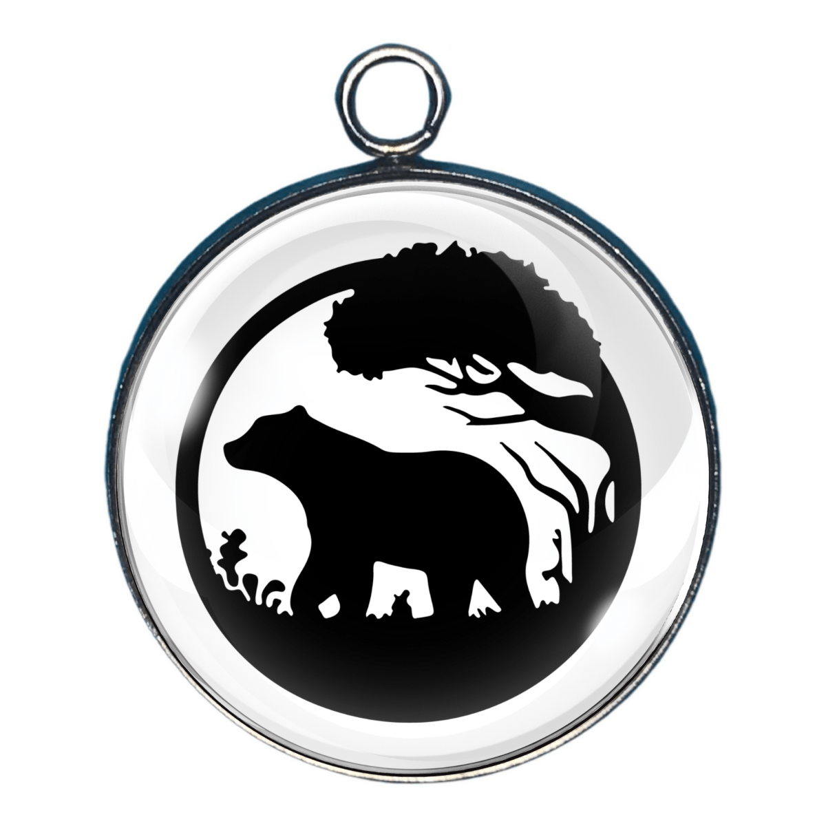 Black Bear Silhouettes Glass Cabochon Charms