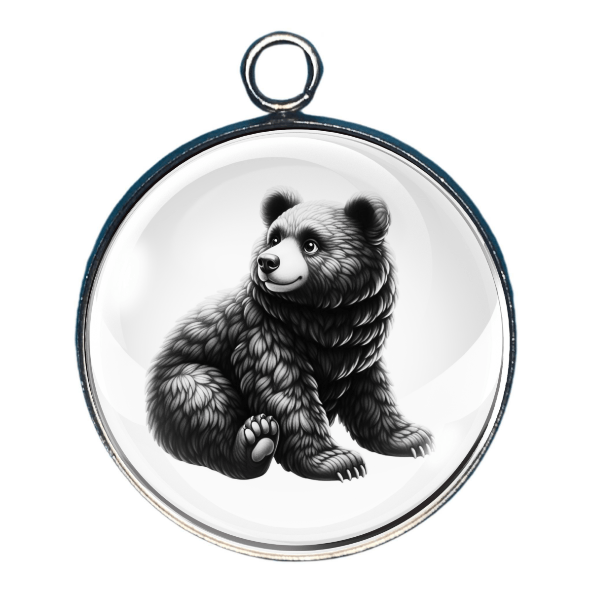 Black Bear Silhouettes Glass Cabochon Charms