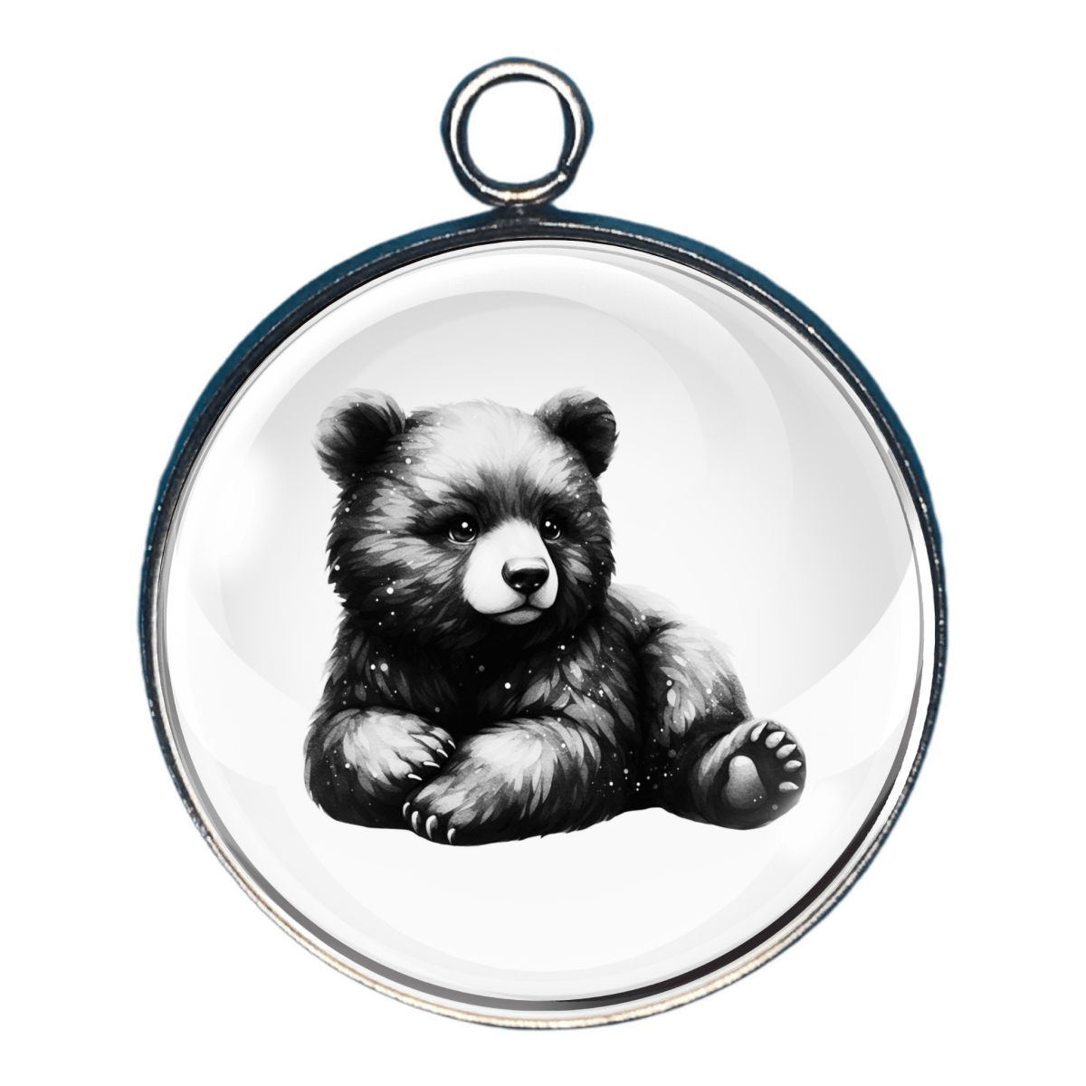 Black Bear Silhouettes Glass Cabochon Charms