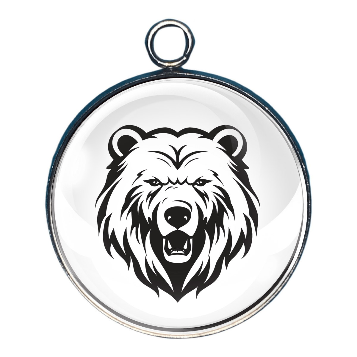 Black Bear Silhouettes Glass Cabochon Charms