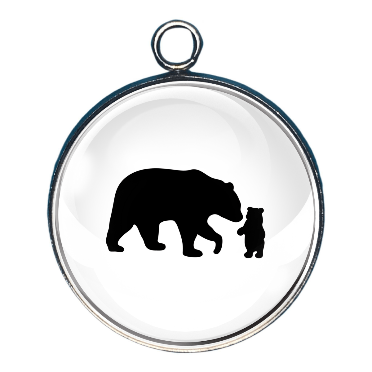 Black Bear Silhouettes Glass Cabochon Charms