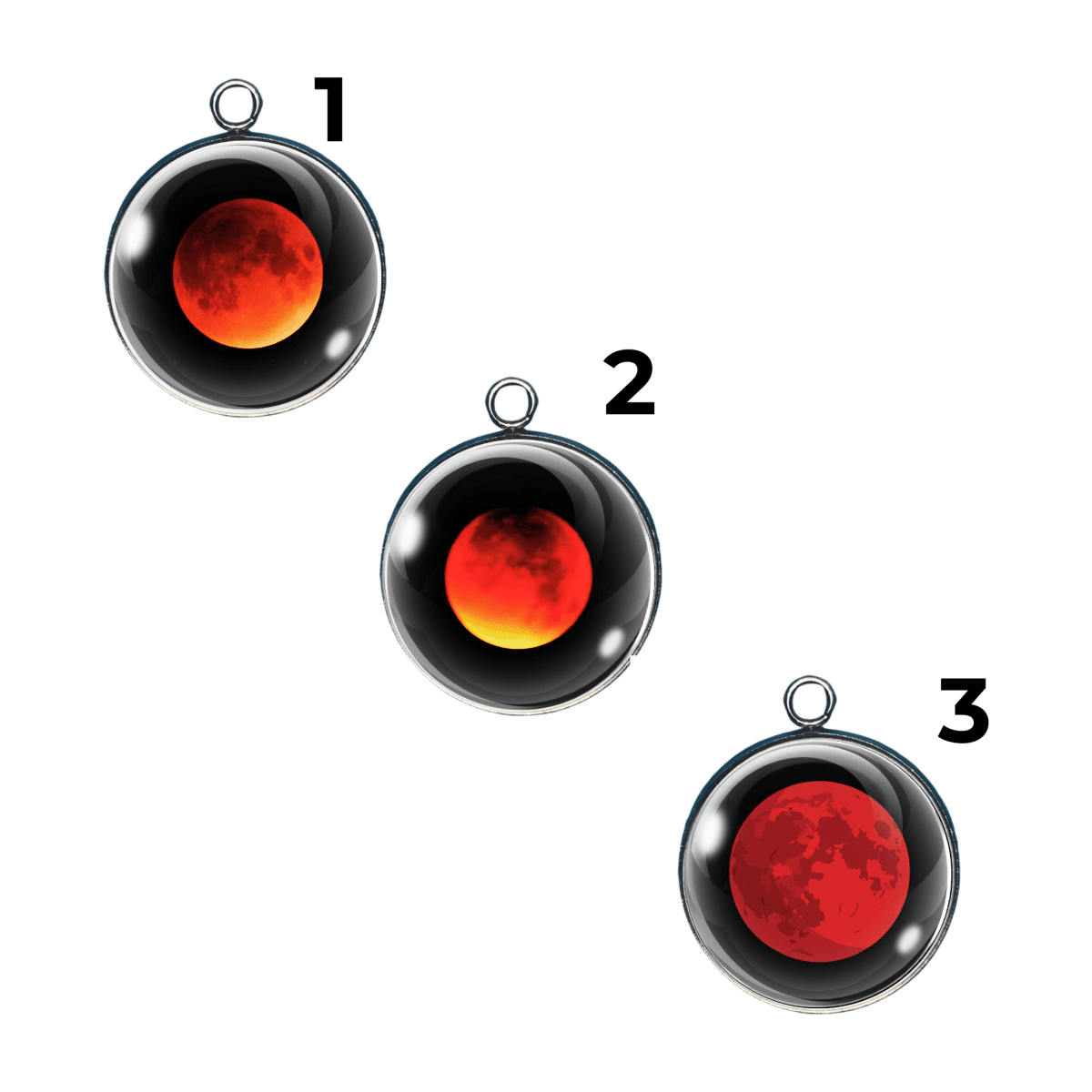 Blood Moon Charm Collection – Lunar Eclipse Moon Cabochons