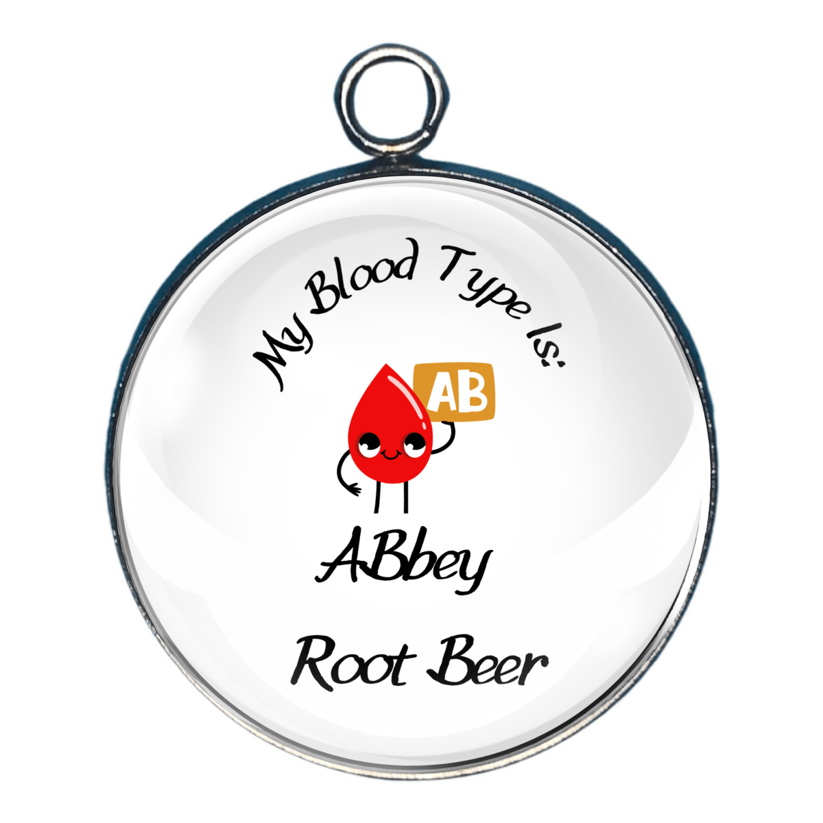 Blood type AB ABbey Root Beer novelty pendant