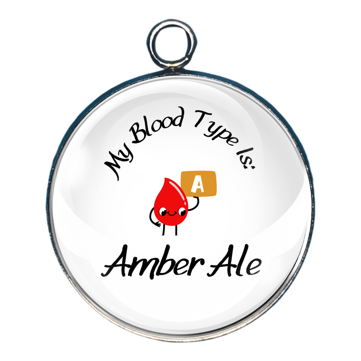 Blood type A Amber Ale handmade pendant charm