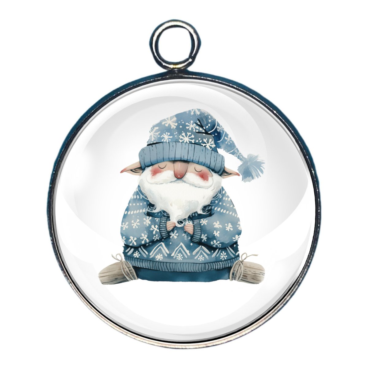 Charm of an elf wearing a blue christmas sweater and hat