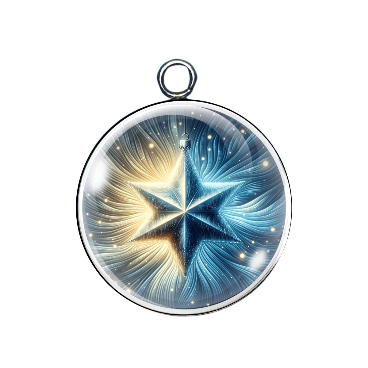 blue holiday glass cabochon charm