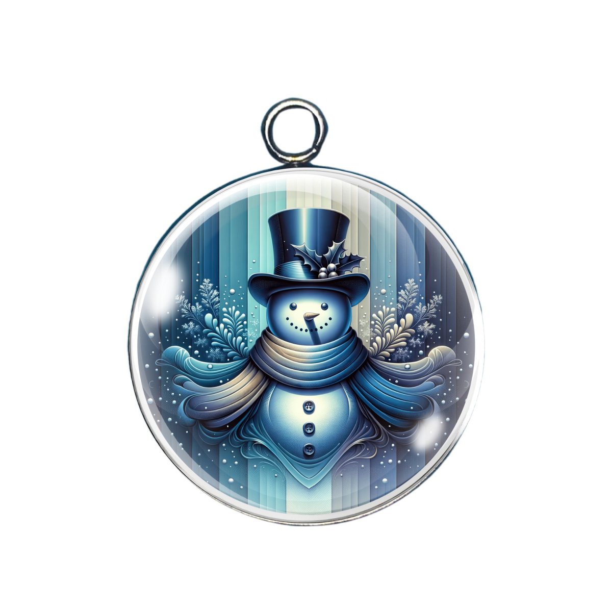 blue hliday glass cabochon charm