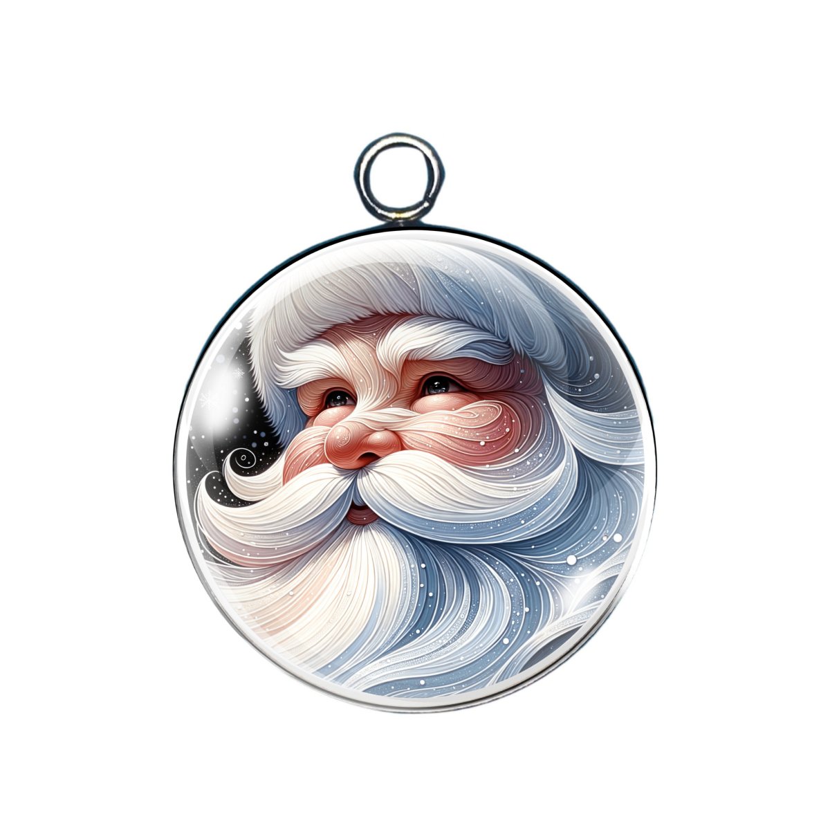 blue holiday glass cabochon charm