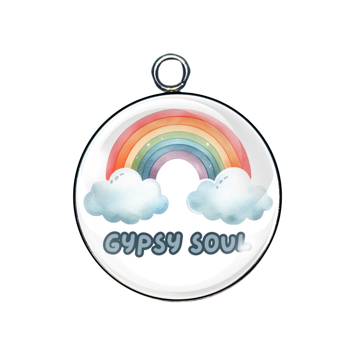 Bohemian Rainbow glass cabochon charm