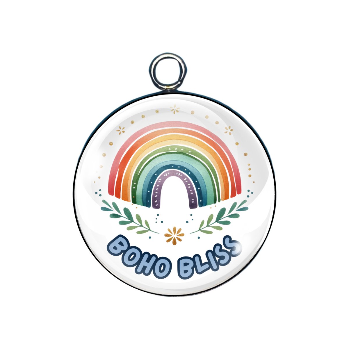 Bohemian Rainbow glass cabochon charm