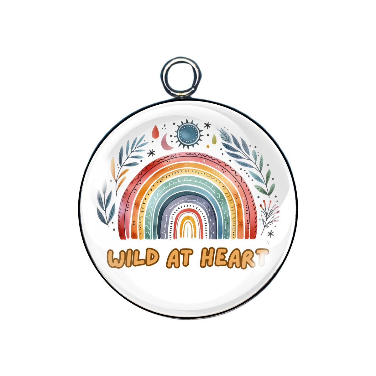 Bohemian Rainbow glass cabochon charm