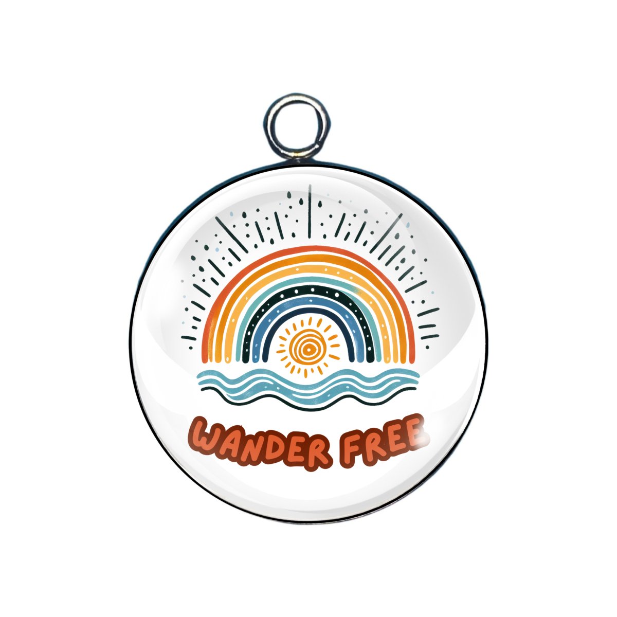 Bohemian Rainbow glass cabochon charm