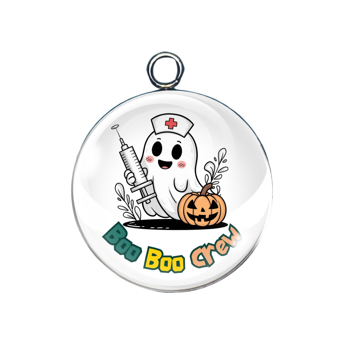 boo boo crew nurse glass cabochon charm