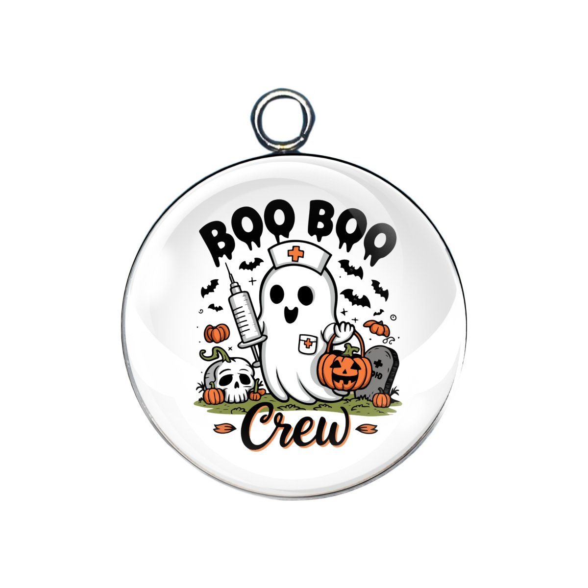 boo boo crew nurse glass cabochon charm