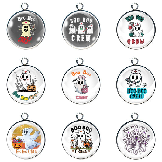 9 spooky nurse ghost glass cabochon charms