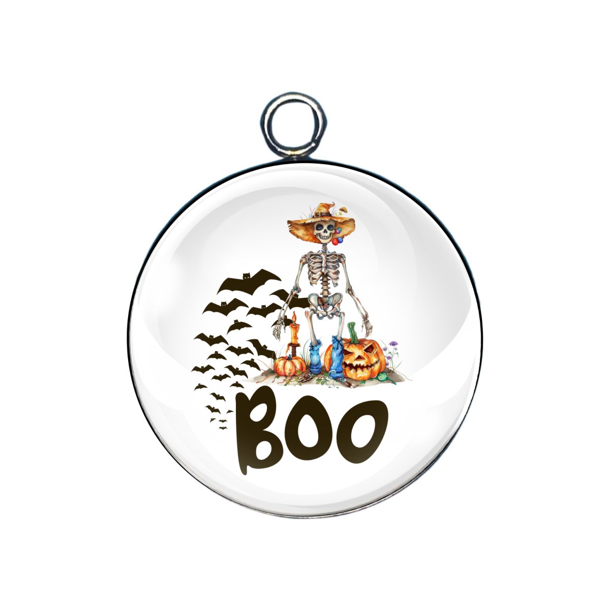 Boo glass cabochon charm