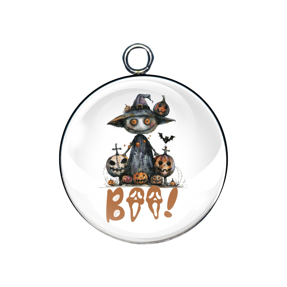 Boo glass cabochon charm