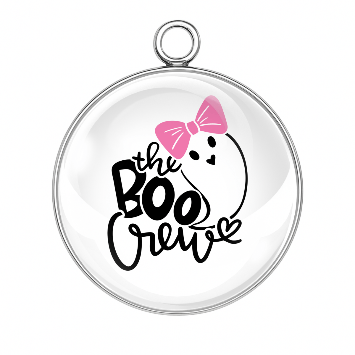 Boo Crew charm featuring a cute ghost with pink bow and heart detail