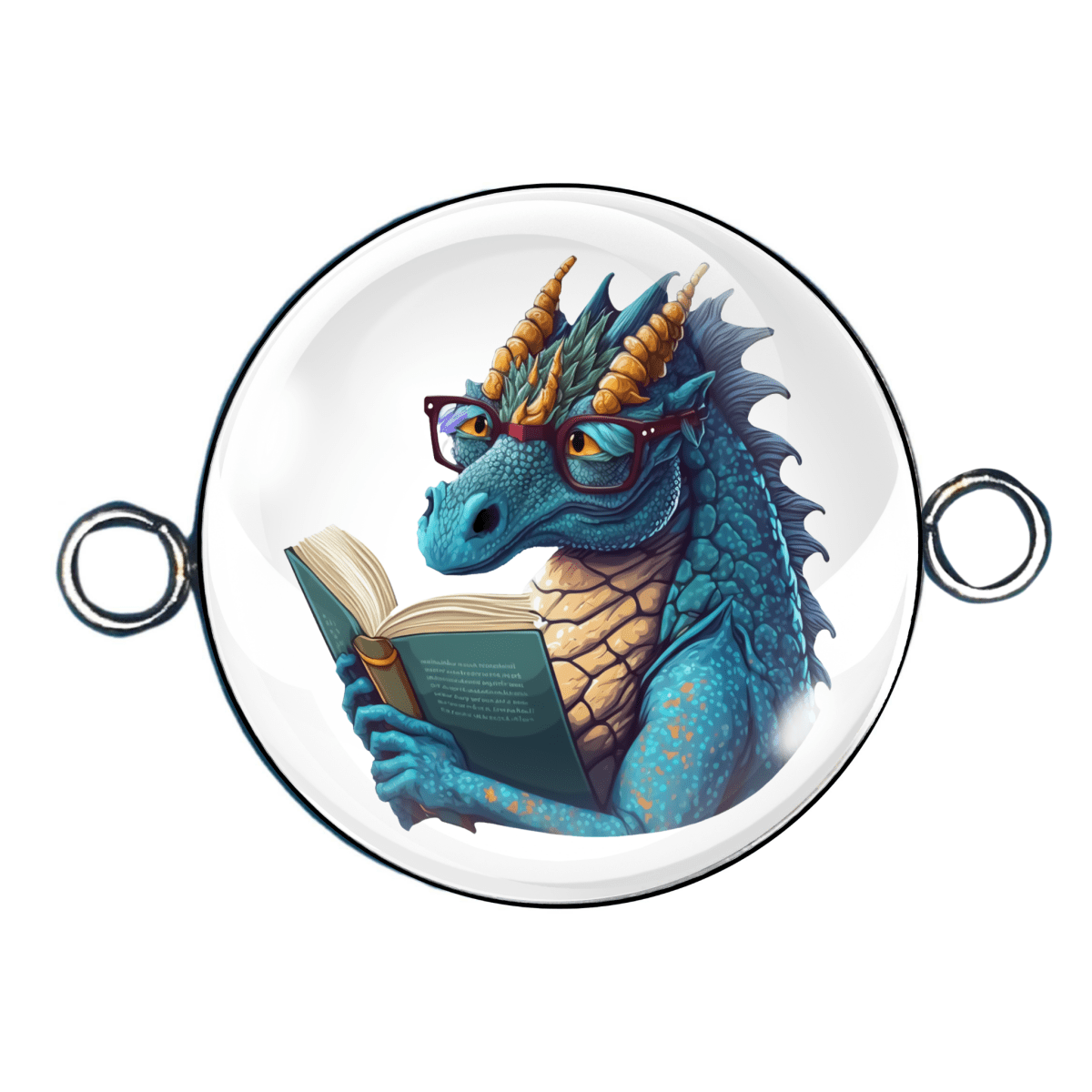 Book Reading Dragons Double Eyelet Charms