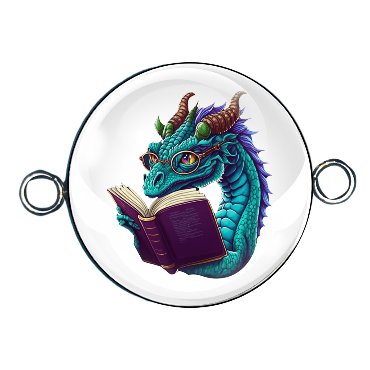 Book Reading Dragons Double Eyelet Charms