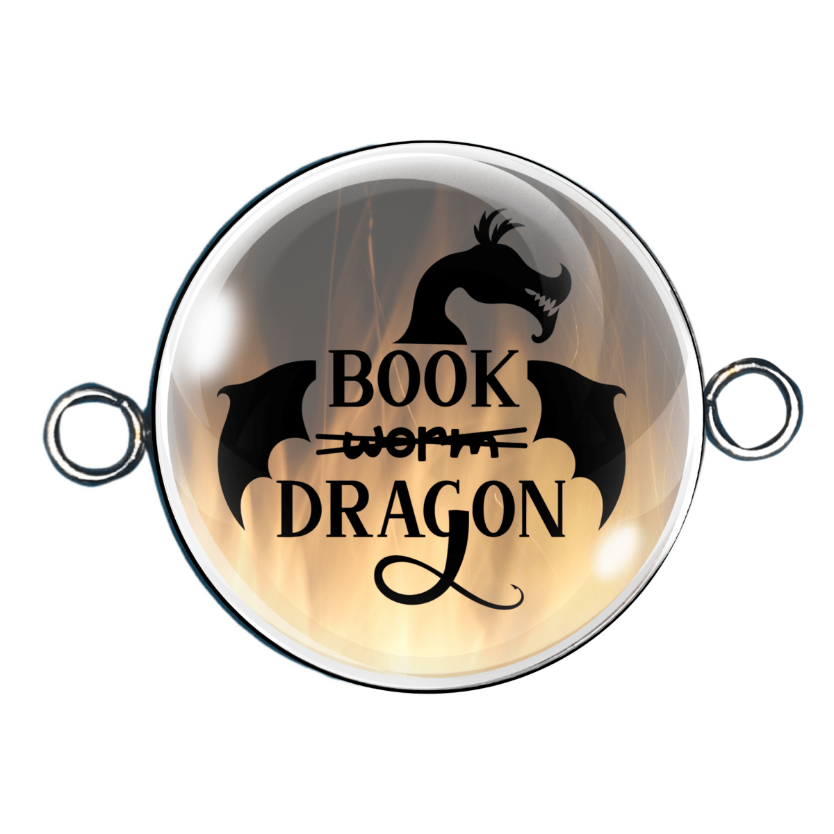 Book Reading Dragons Double Eyelet Charms