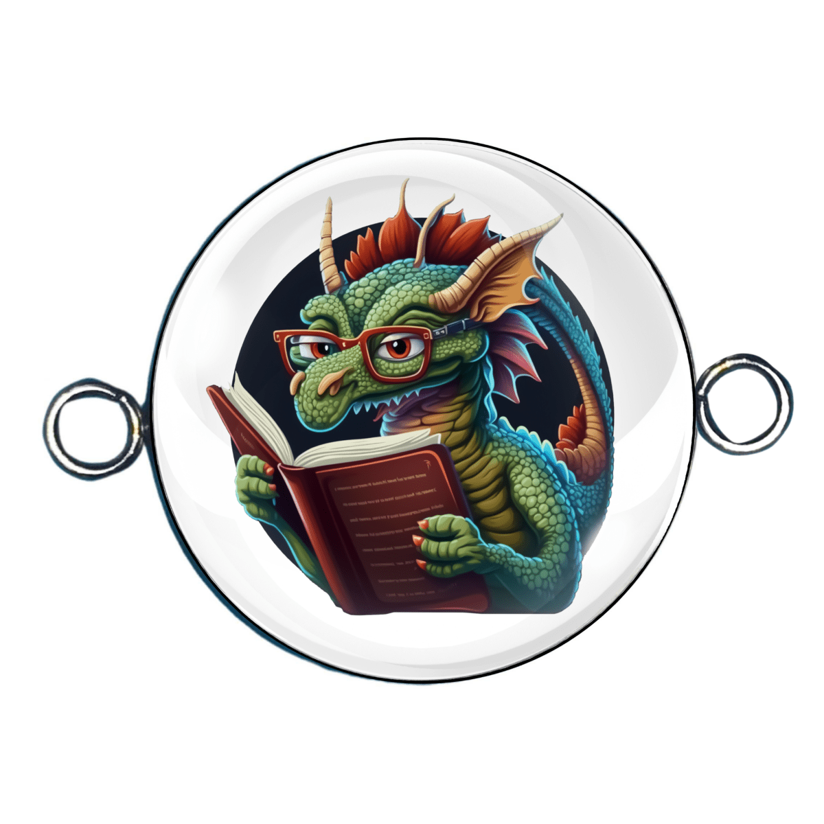 Book Reading Dragons Double Eyelet Charms