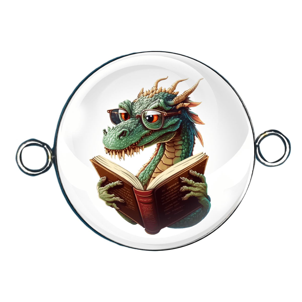 Book Reading Dragons Double Eyelet Charms