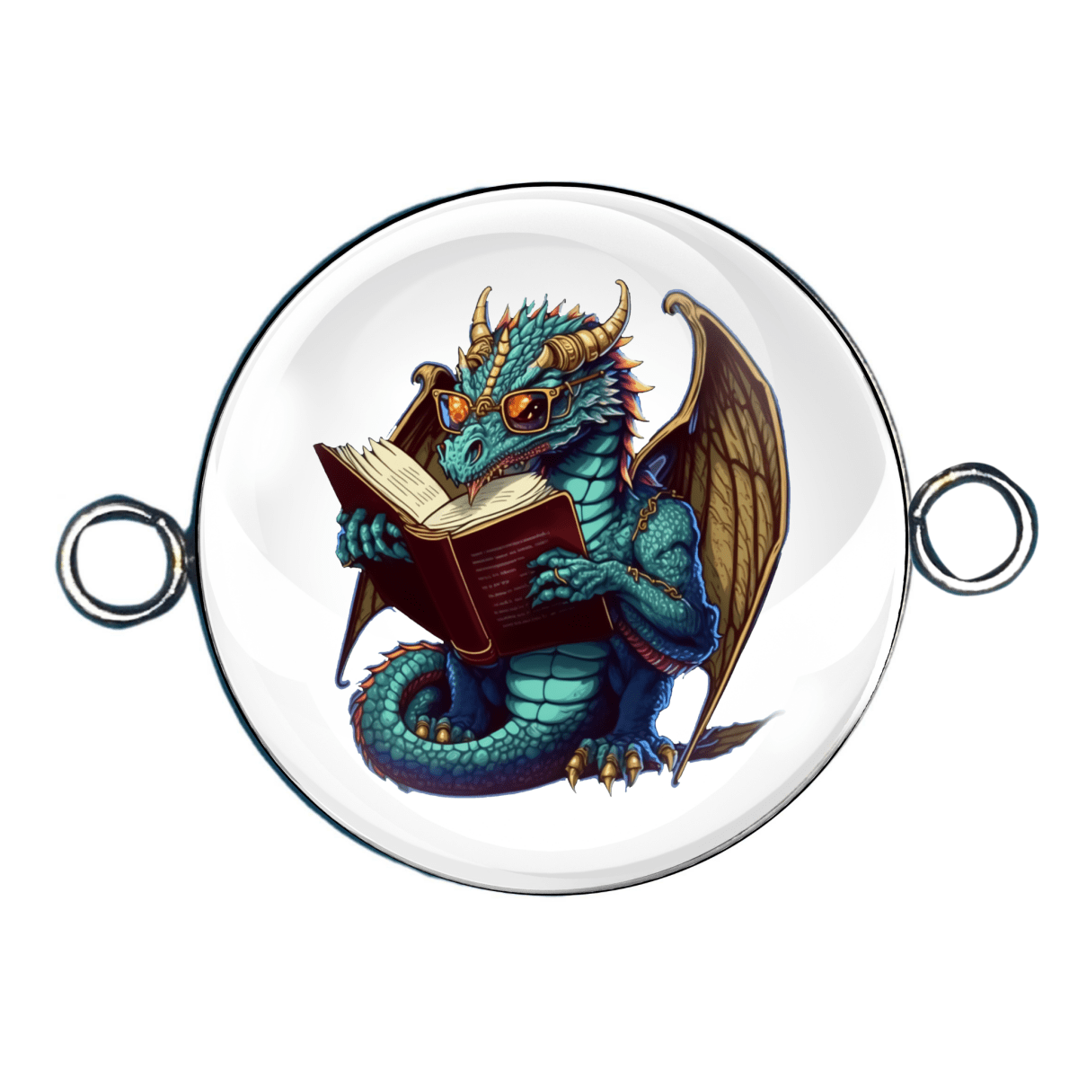 Book Reading Dragons Double Eyelet Charms