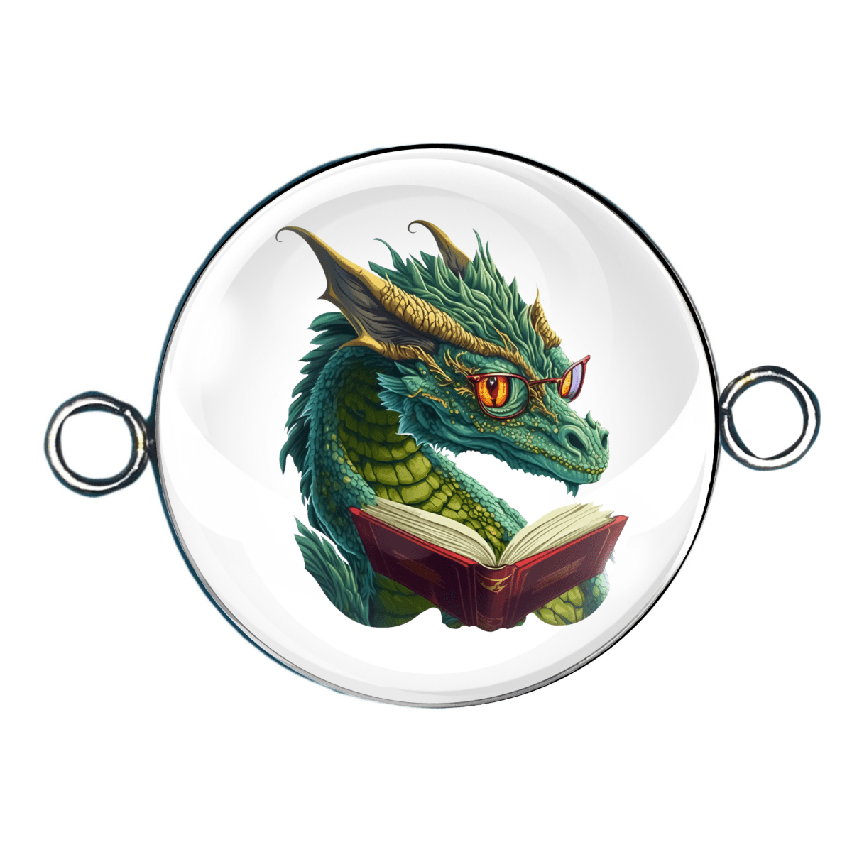 Book Reading Dragons Double Eyelet Charms