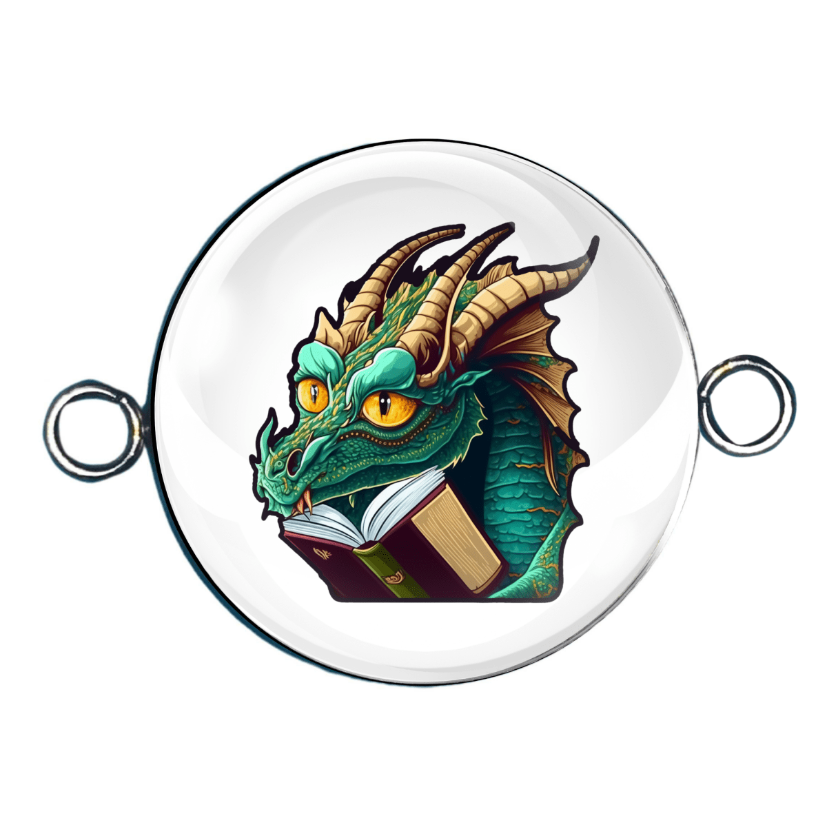 Book Reading Dragons Double Eyelet Charms