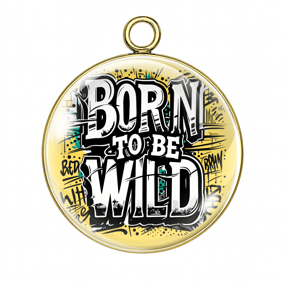 Medal with 'Born to be Wild' text on a white background