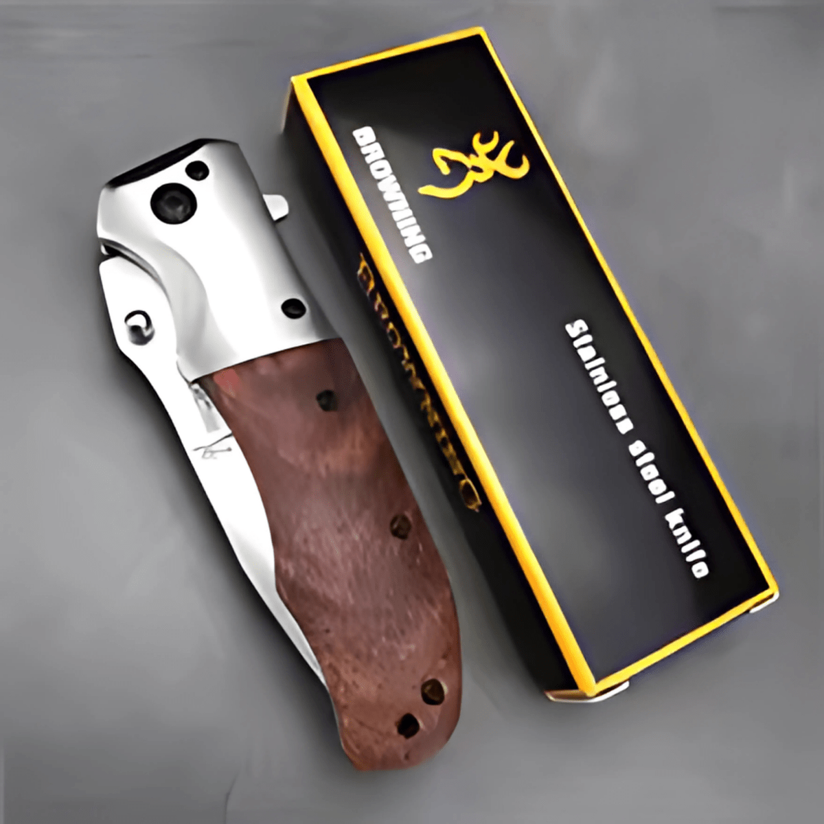 wood handle Browning pocket knife