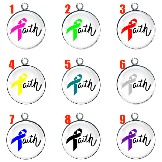 9 Faith cancer awareness glass cabochon charms