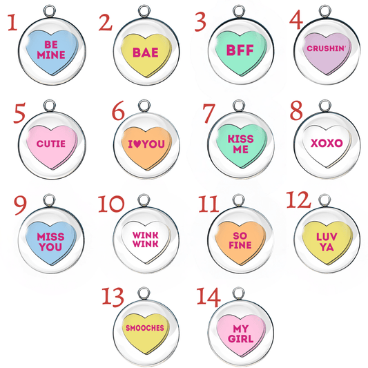 14 assorted candy valentine heart glass cabochon charms