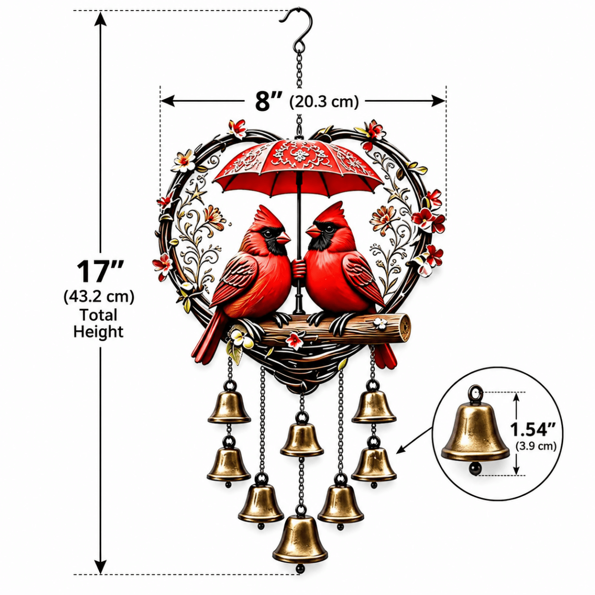 Cardinal Couple Garden Chime – Weather-Resistant Acrylic Wind Chime