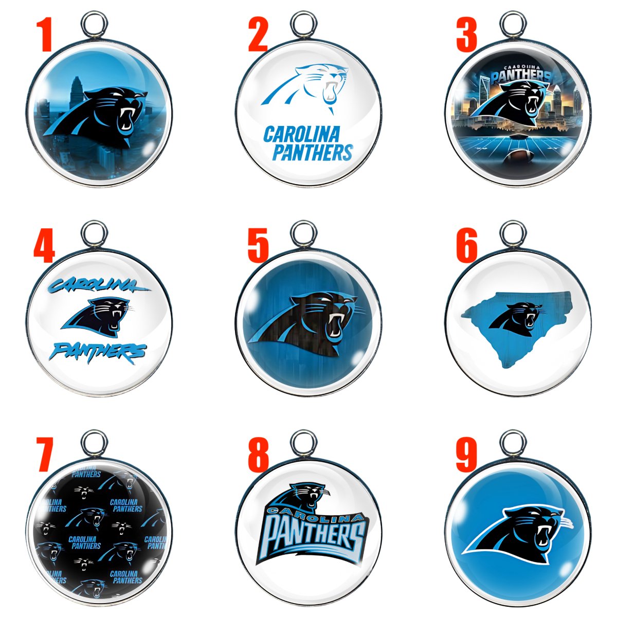 9 Carolina Panthers Glass Cabochon Charms