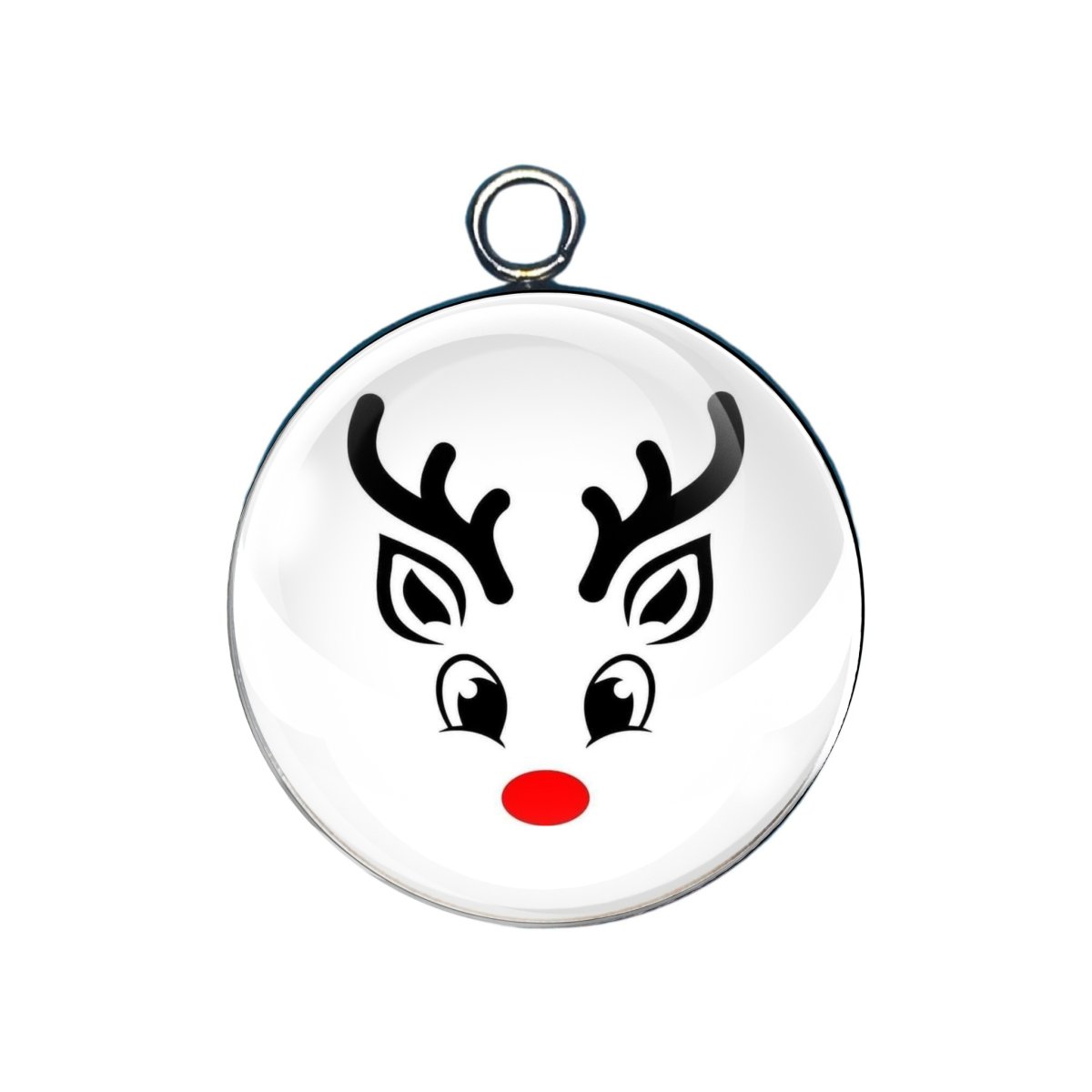 rudolph face glass cabochon charm