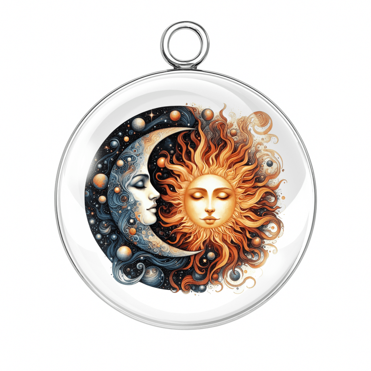 Romantic sun and moon face embrace charm