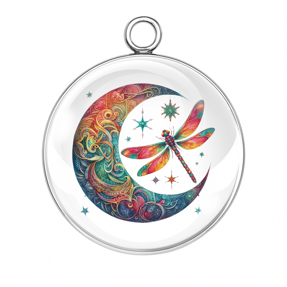  Dragonfly and colorful moon cosmic charm