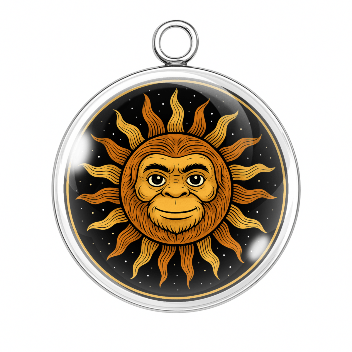 Vintage golden sun with smiling face charm