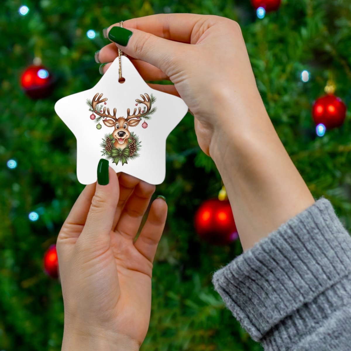 Ceramic Ornament Reindeer Christmas Lights