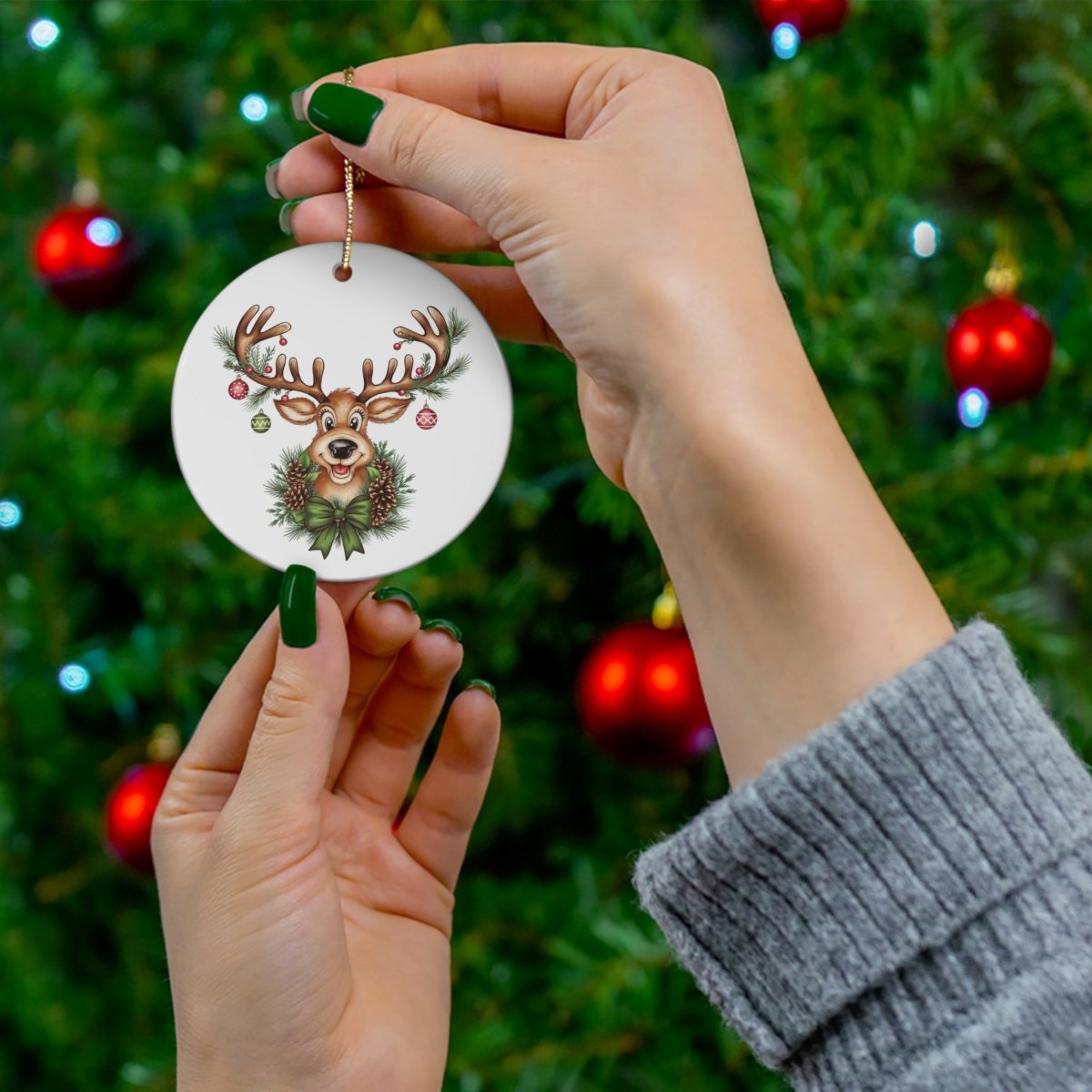 Ceramic Ornament Reindeer Christmas Lights