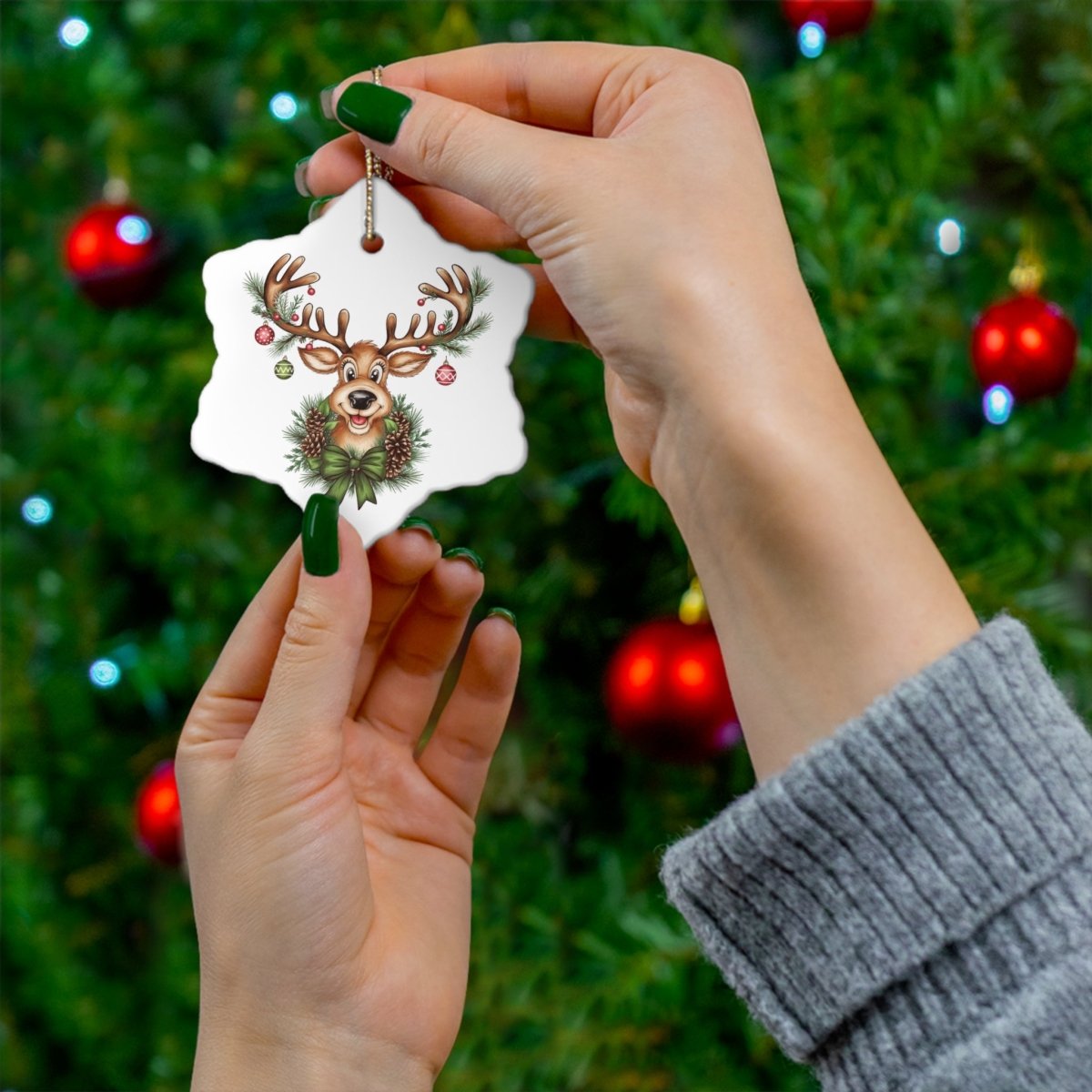 Ceramic Ornament Reindeer Christmas Lights